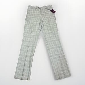 Aristo Eighteen Dress Pants Mens Sz 33 Gray Plaid Wool Blend Stretch Comfort NWT
